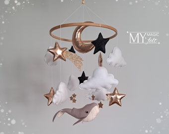 Baby mobile whale Crib mobile whale Neutral nursery mobile Ocean nursery mobile for boy Hanging mobile for girl Baby shower gift
