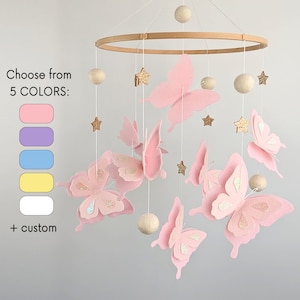 Butterfly mobile Girl baby mobile butterflies Nursery mobile butterfly Neutral mobile bebe Baby crib mobile Hanging felt mobile girl