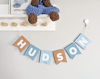 Felt Baby Name Garland: Boho Nursery Fabric Banner, Custom Boy Room Decor