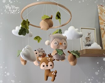 Baby mobile woodland Nursery decor Crib mobile woodland Forest nursery mobile animals Baby crib mobile