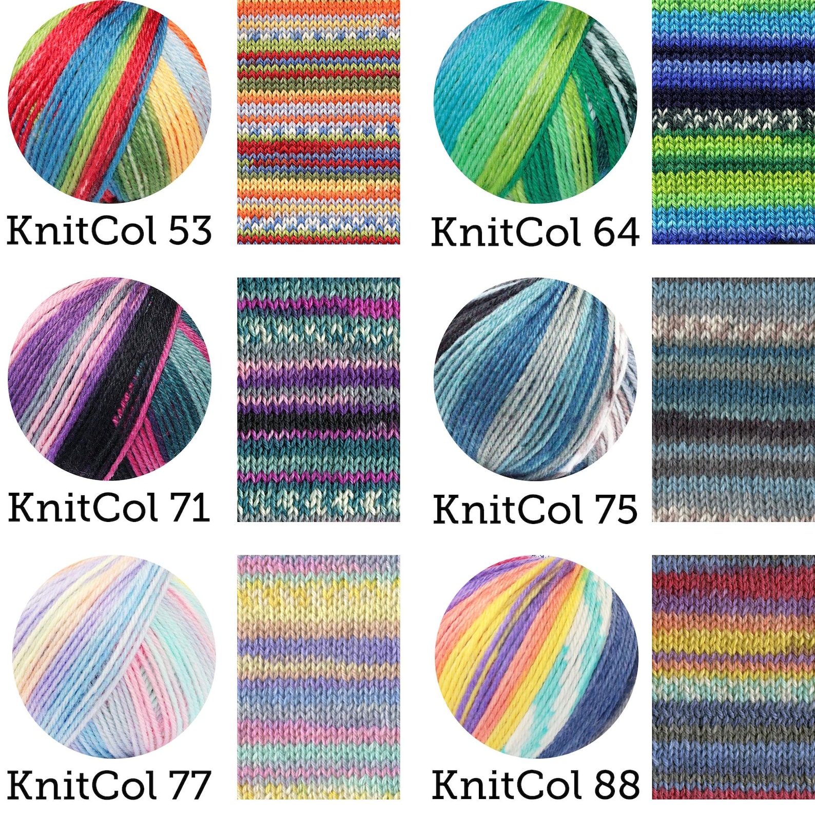 Knitcol - Self Patterning Merino Knitting and Crochet Yarn 50g - Etsy