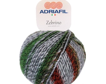 Adriafil Zebrino Worsted Yarn – Italian Wool Blend – Long Colour Change – 50g 136 Yards