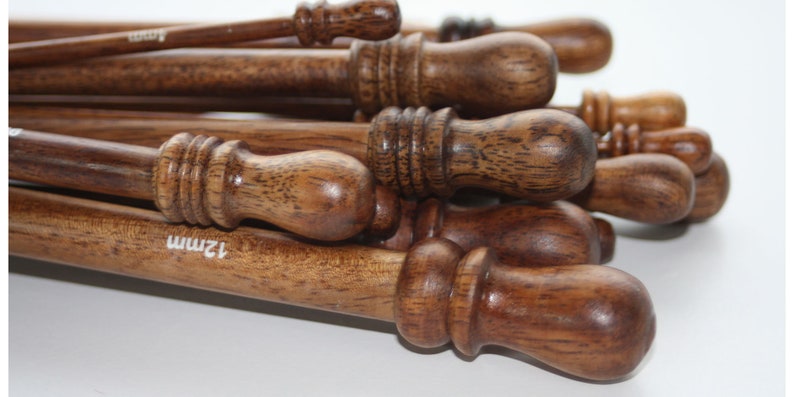 10in 25cm long Albizia Knitting Needles East Indian Walnut image 1