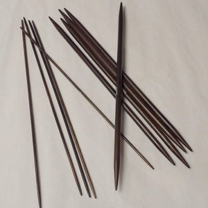 10in long Double Points DPNs Wooden Albizia East Indian Walnut Hand Knitting Sets of five needles image 1