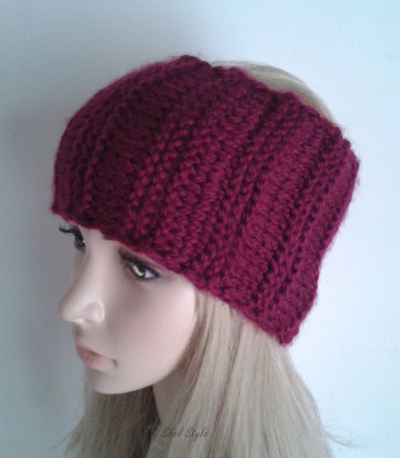 Elegant Hand Knit Headband Set - Black, Brown, Burgundy Burgundy Knitted Headband - Etsy main image 4