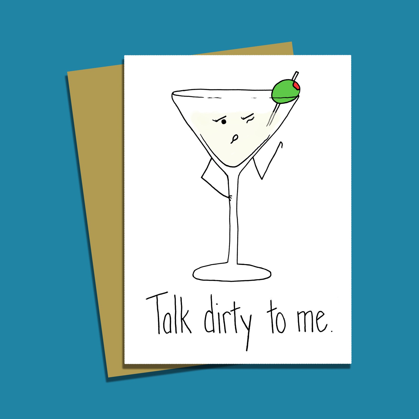 Talk Dirty to Me Funny Food Pun Martini Greeting Card Etsy UK