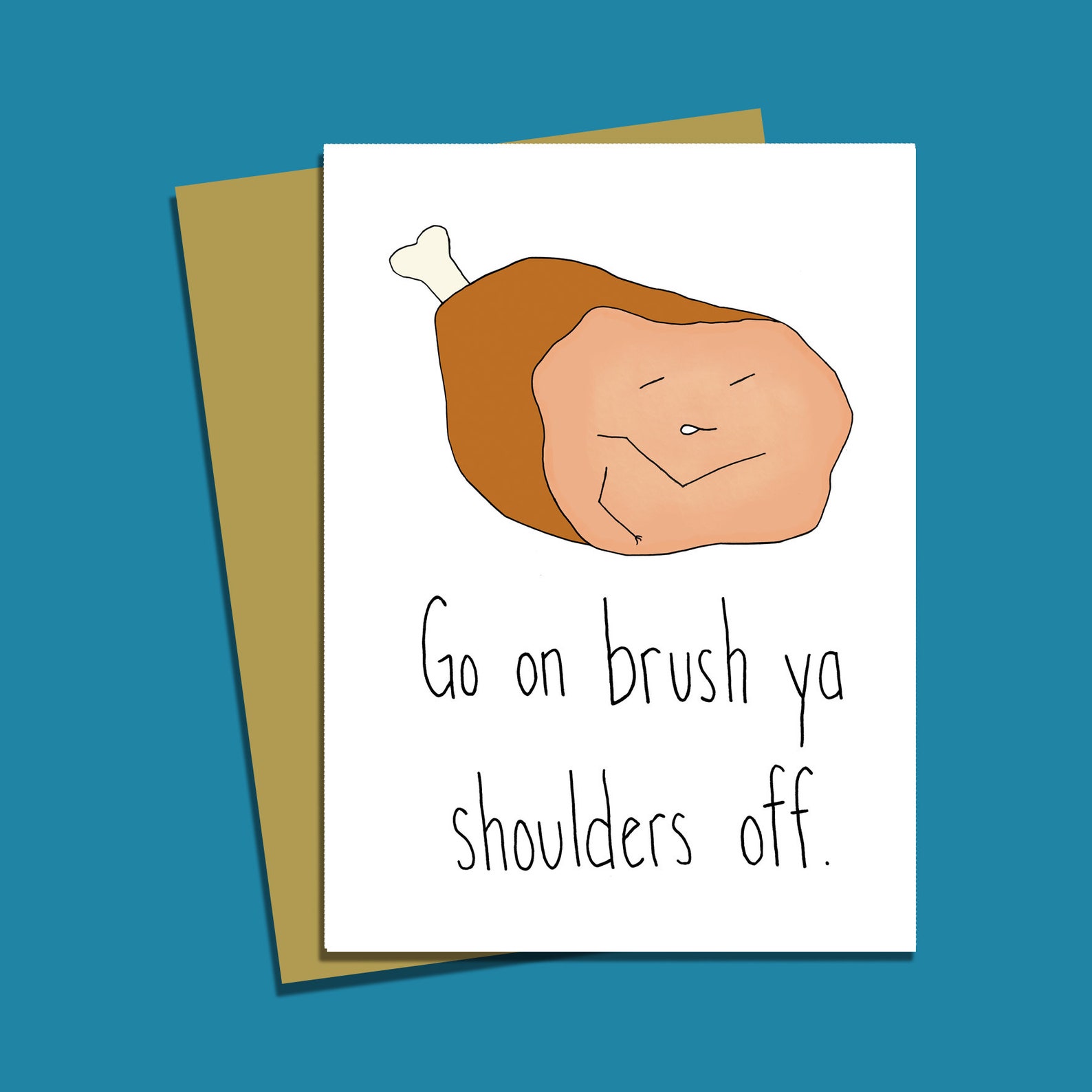 Go on Brush Ya Shoulders off Funny Food Pun Greeting Card Etsy