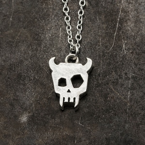 Demon Skull Pendant in Sterling Silver