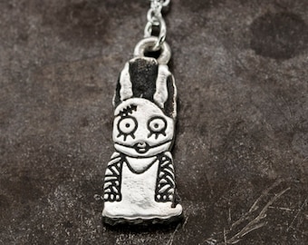 Bride of FRANKENSTEIN Necklace in Sterling Silver. Monster Halloween Collection