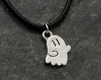 Cute and Spooky Ghost Necklace in Sterling Silver