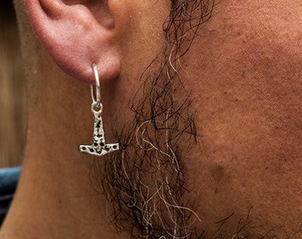 Viking Mjolnir  Hoop earrings in Sterling Silver