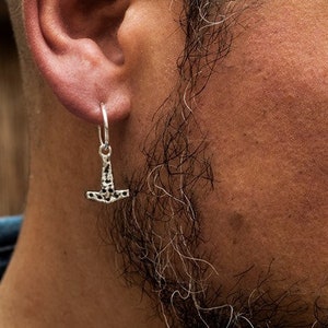 Viking Mjolnir  Hoop earrings in Sterling Silver