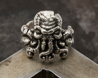 CTHULHU Adjustable Ring. Lovecraft inspired Spooky Jewelry. Horror and alternative jewelry for men