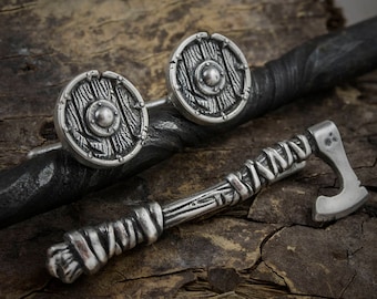 Set aus Manschettenknöpfen und Krawattennadel VIKING Axt und Schild