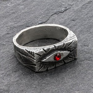 Odins Öga Vikingainspirerad ring i sterlingsilver. Rustik ring för män bild 2