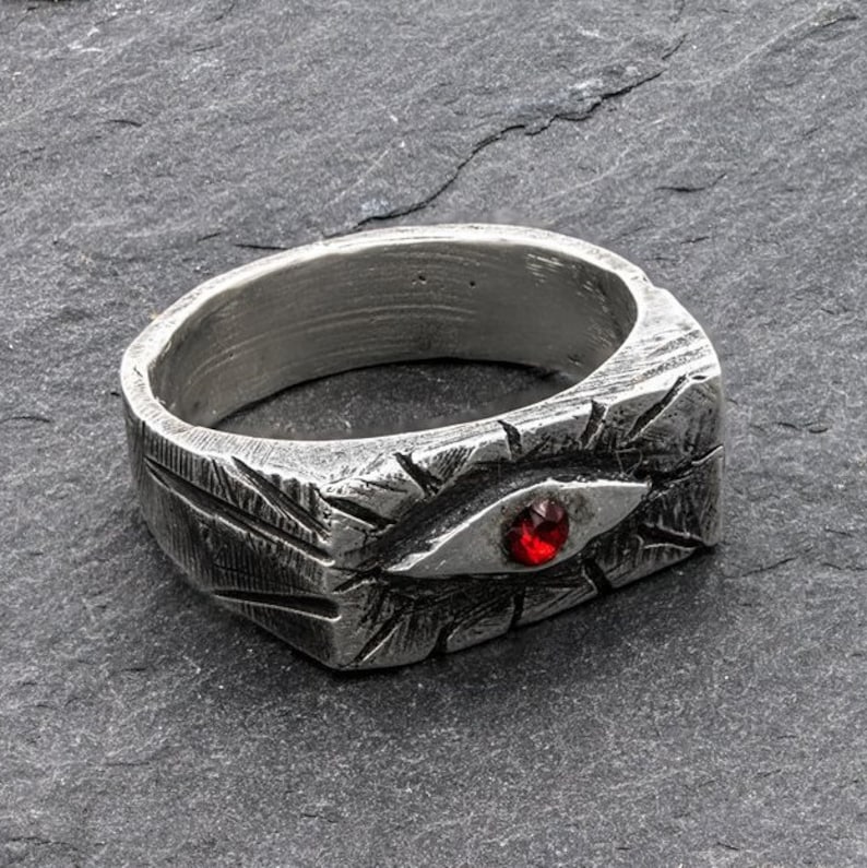 Odins Öga Vikingainspirerad ring i sterlingsilver. Rustik ring för män bild 2