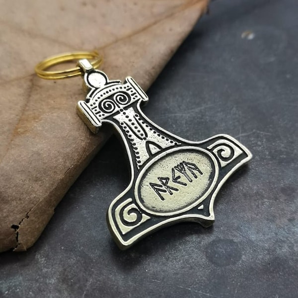 Personalized Mjolnir Pet ID Tag: Viking Norse Dog Collar Charm