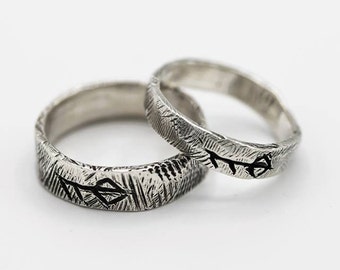 OFERTA 2 ANiLLOS !! RUNA ViKINGA de AMOR para el y para ella en plata de ley