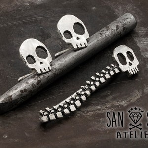 OFFER!! Skull and Back Bone Set of Cufflinks and Tie clip. Jewelry for men