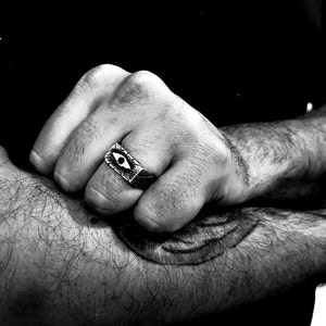 Odins Öga Vikingainspirerad ring i sterlingsilver. Rustik ring för män bild 7