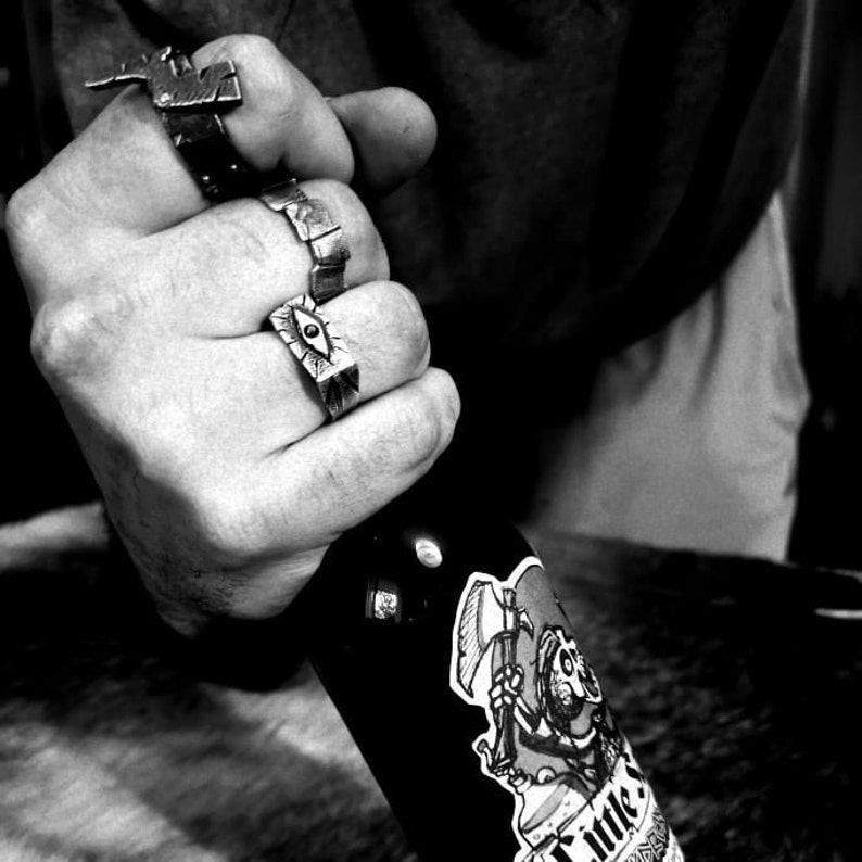 Odins Öga Vikingainspirerad ring i sterlingsilver. Rustik ring för män bild 8