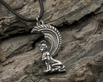 Sterling Silver Sphinx Necklace: Greek Mythology Pendant