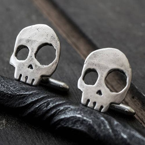 Skull Cufflinks Rosewood Hand Inlaid With Bone Etsy