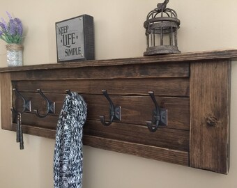 Wooden Shelves With Hooks Off 63