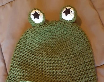 PATTERN - PDF DOWNLOAD - Crochet Froggie Earflap Hat - Adult Size