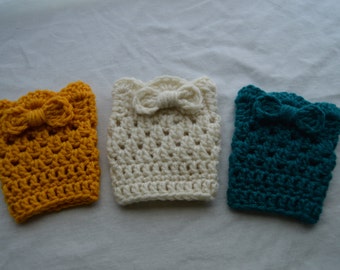 Girls Boot Cuffs Set of 3 Pairs- Made To Order- Mustard, Cream, Teal