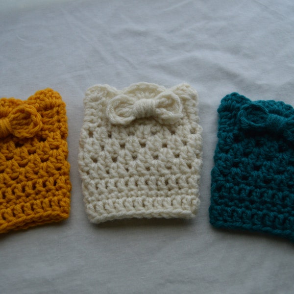 Girls Boot Cuffs Set of 3 Pairs- Made To Order- Mustard, Cream, Teal