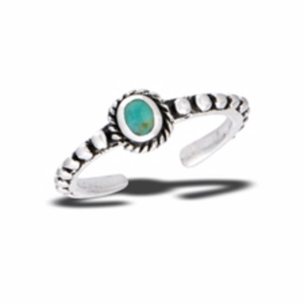 Bali Turquoise Toe Ring 925 Sterling Silver