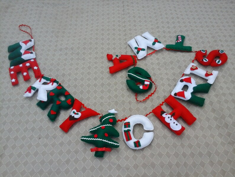 Lovely Merry Christmas Felt Banner Garland Etsy