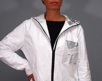 Tyvek Jacket Paper -  Women Jakcket , Men Jacket, With Hood,  Unisx Jacket, Waterproof, Windproof, Sport, Spring, White Jacket