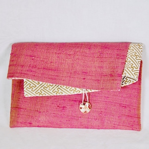 Handwoven Cambodian silk clutch bag
