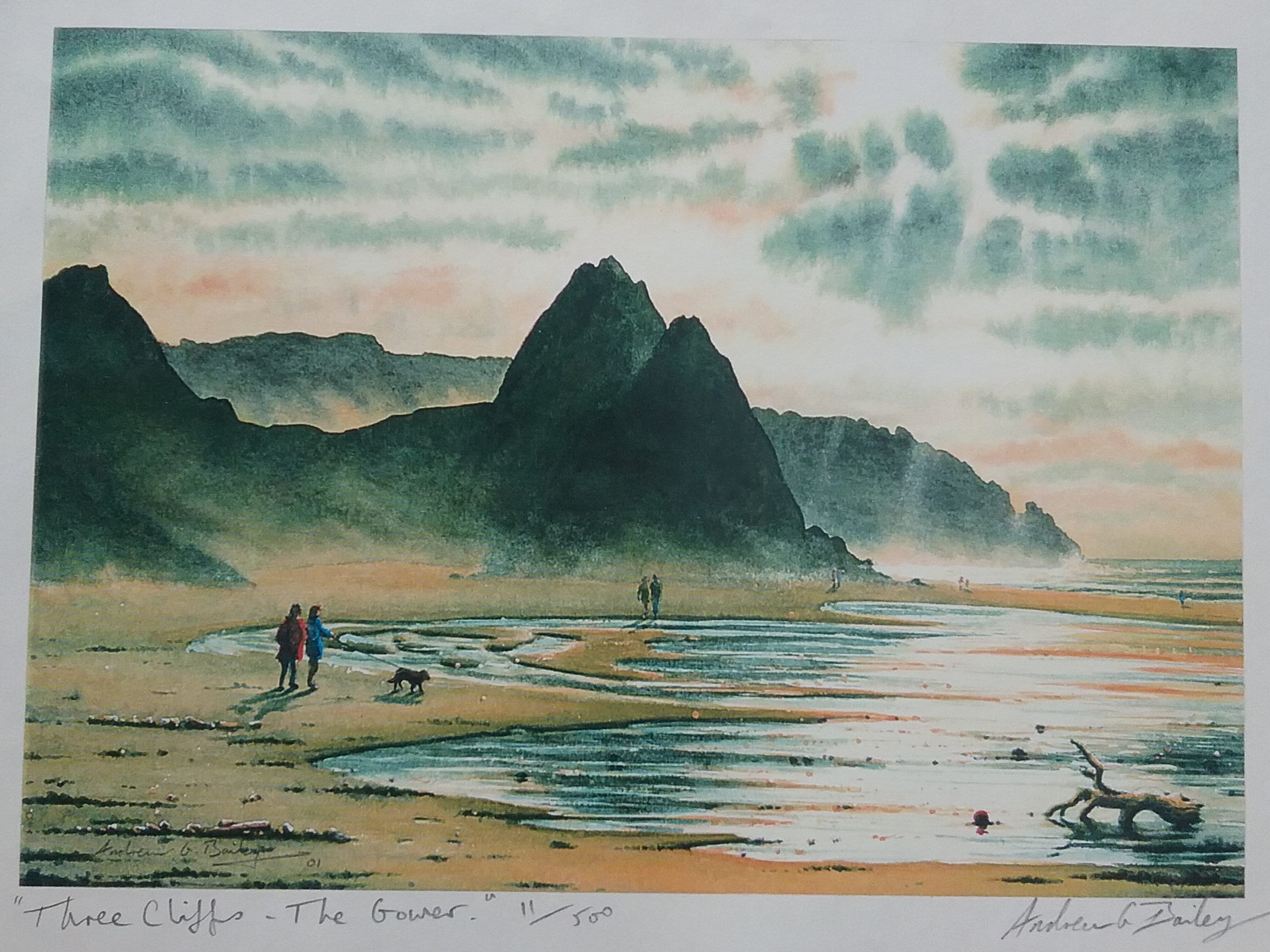 Three Cliifs, the Gower, Swansea Beaches by Andrew Bailey. Seascapes, Beach  Scenes, Welsh Art, Signed Prints, Limited Edition Prints. - Etsy UK