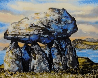 The Samson Stone, Abercastle. A signed and numbered print. Burial Chambers, Stones, Landscape, Woodland,  and Originals and signed prints.