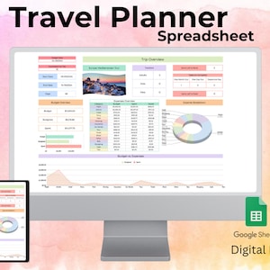 One Month Travel Planner | Google Sheets Template | Budget Spreadsheet | Travel Itinerary | Travel Research Aid | Holiday Planner