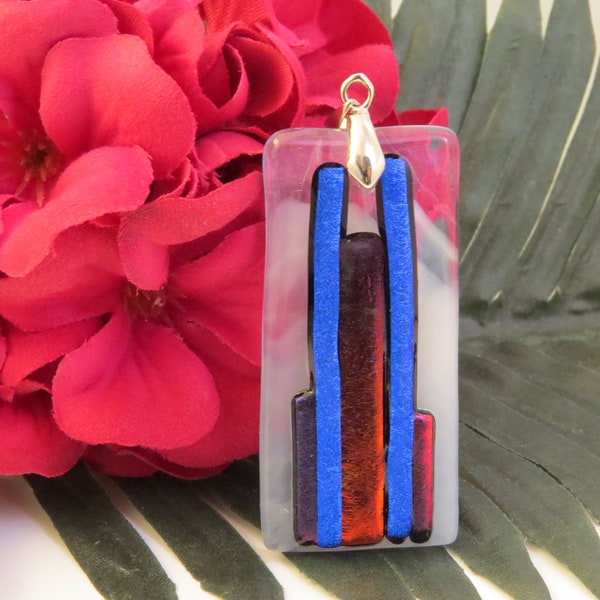 1912 - Abstract Tribute To the Twin Towers Fused Glass Pendant