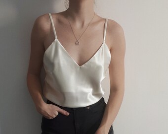 cream satin vest top
