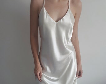 satin slip dress cream