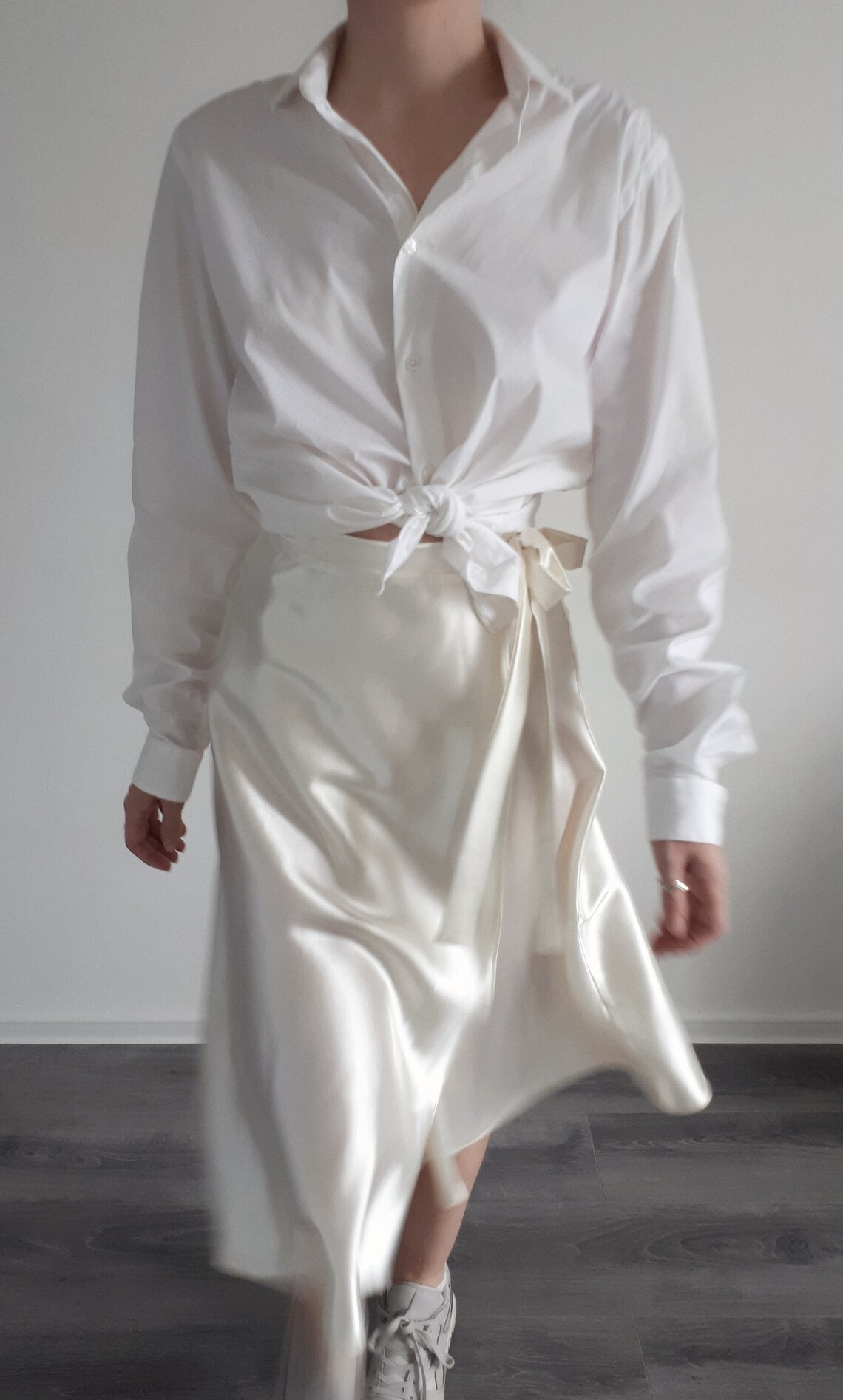 Cream Silk Satin Skirt Ivory wrap midi Skirt Etsy