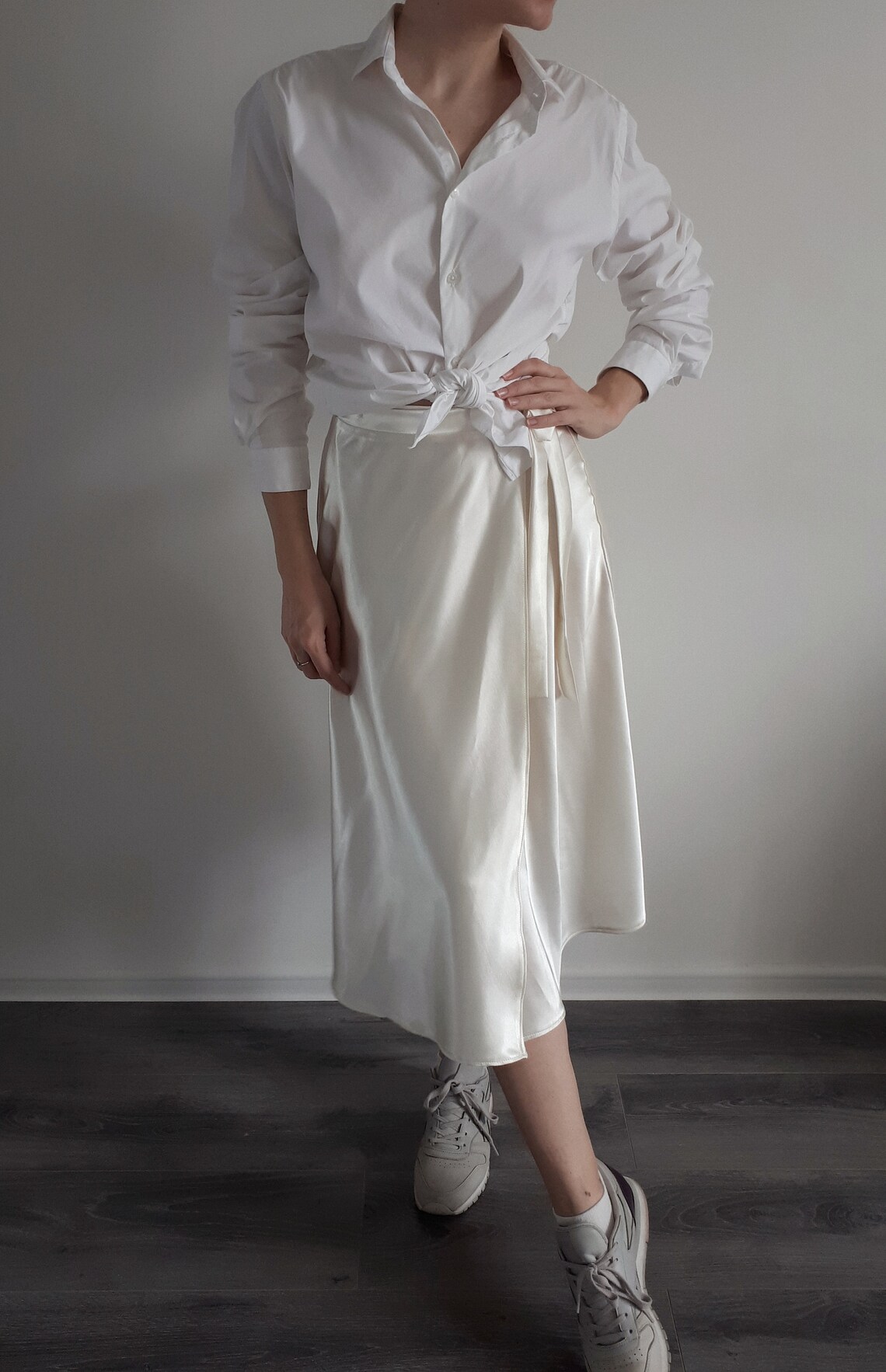Cream Silk Satin Skirt Ivory wrap midi Skirt Etsy