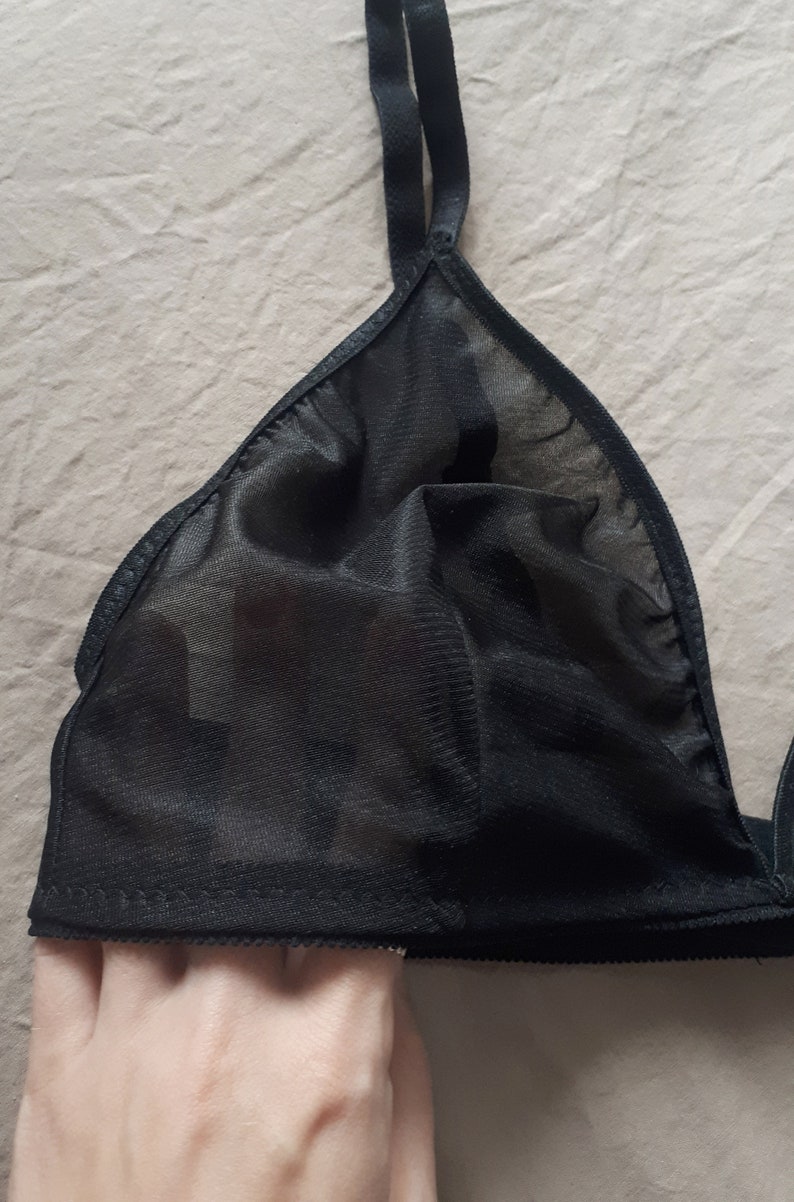 Classic Black Sheer Mesh soft bra | Etsy