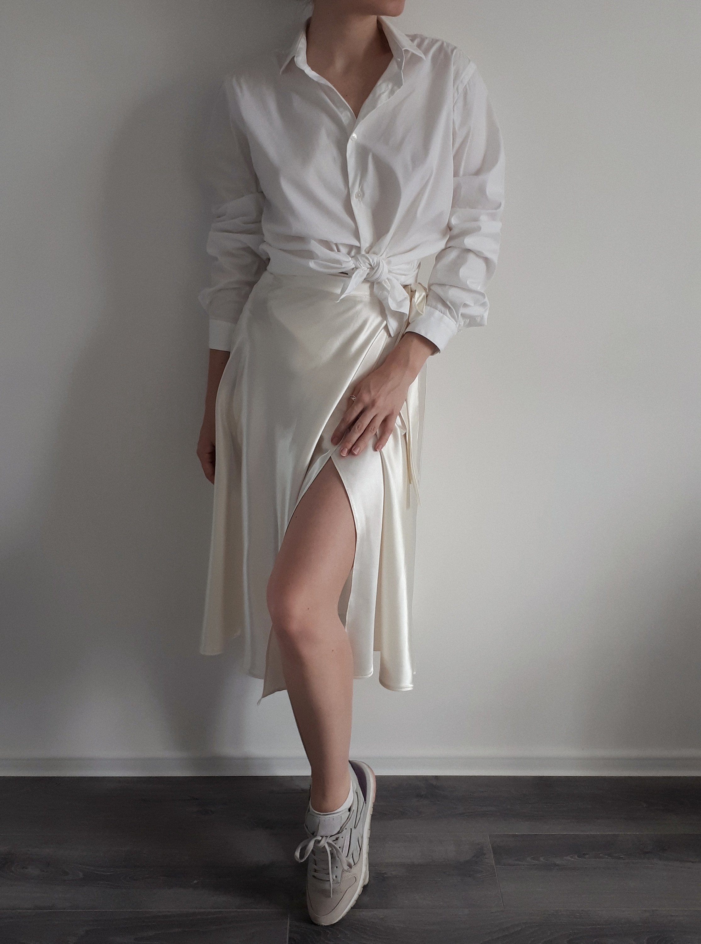 Cream Silk Satin Skirt Ivory wrap midi Skirt Etsy