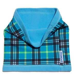 Scarf Buff Neck warmer style cruiser warm scarf ski neck gaiter blue plaid gift for her ski gift for him image 2