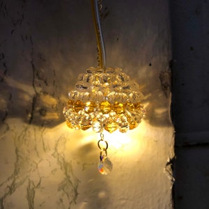 Working Small Beautiful Chandelier Dollhouse Battery Light Handmade Hanging Ceiling Miniature Crystal Chandelier