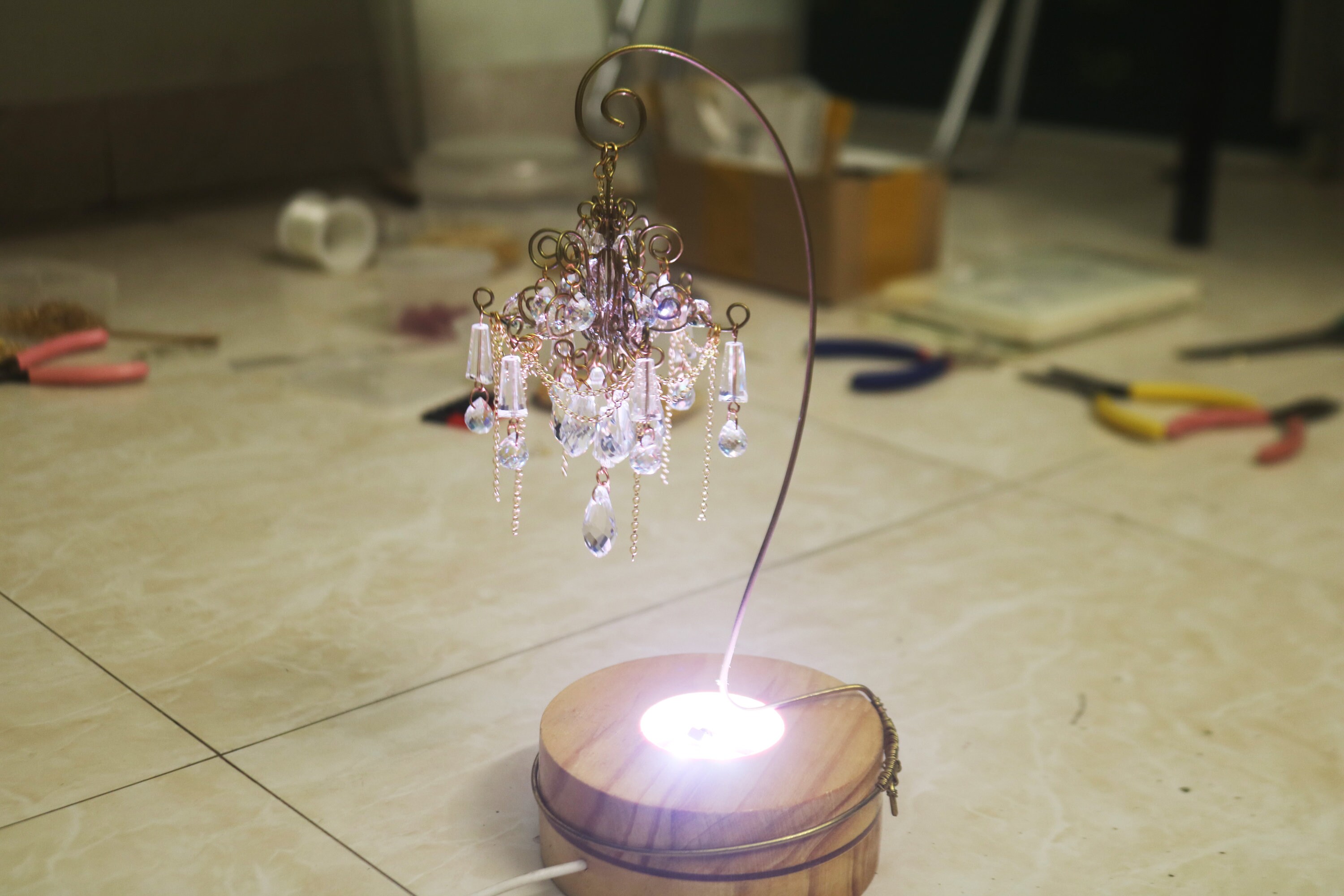 thumbnail image 2 of 6.25" Glitter Shimmer Crystal Chandelier Christmas Ornament – Clear/Silver, Hanging Decor 2 of 6