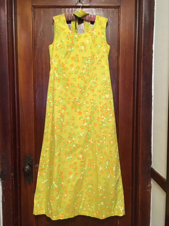 70’s summer maxi bright yellow flowers M