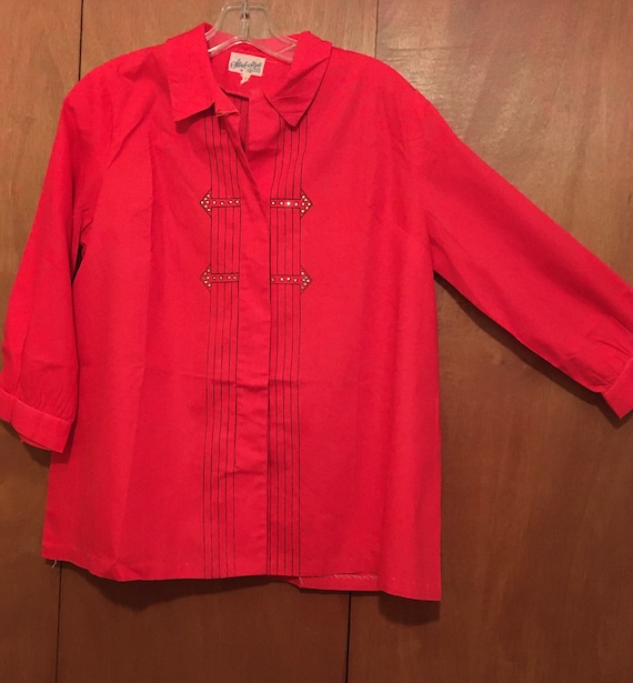 Vintage 50s maternity blouse top red atomix